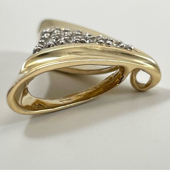 14k Yellow Gold and 24 Small Genuine Diamonds Pendant Statement Vintage - Picture 7 of 10